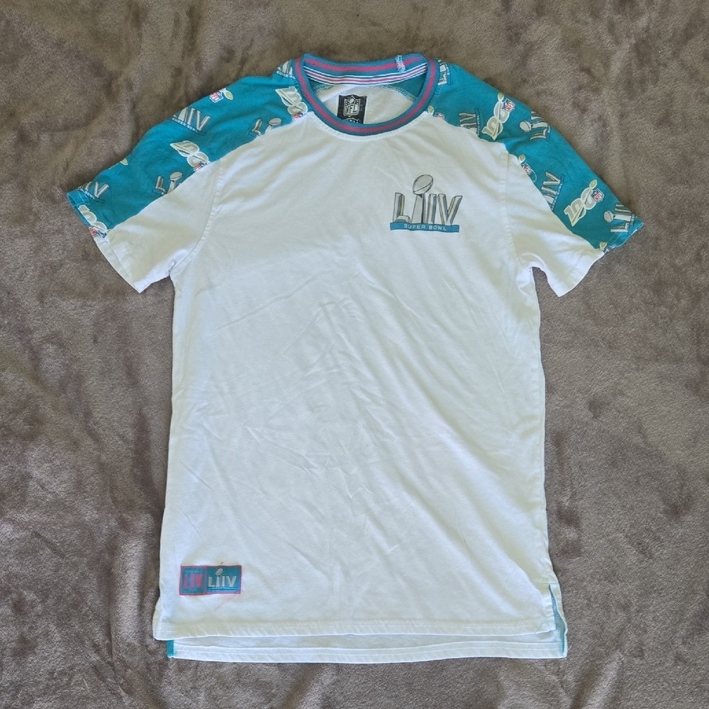 NFL Team Apparel Super Bowl LIV LIV 54 T-Shirt Mens Medium White Teal Raglan